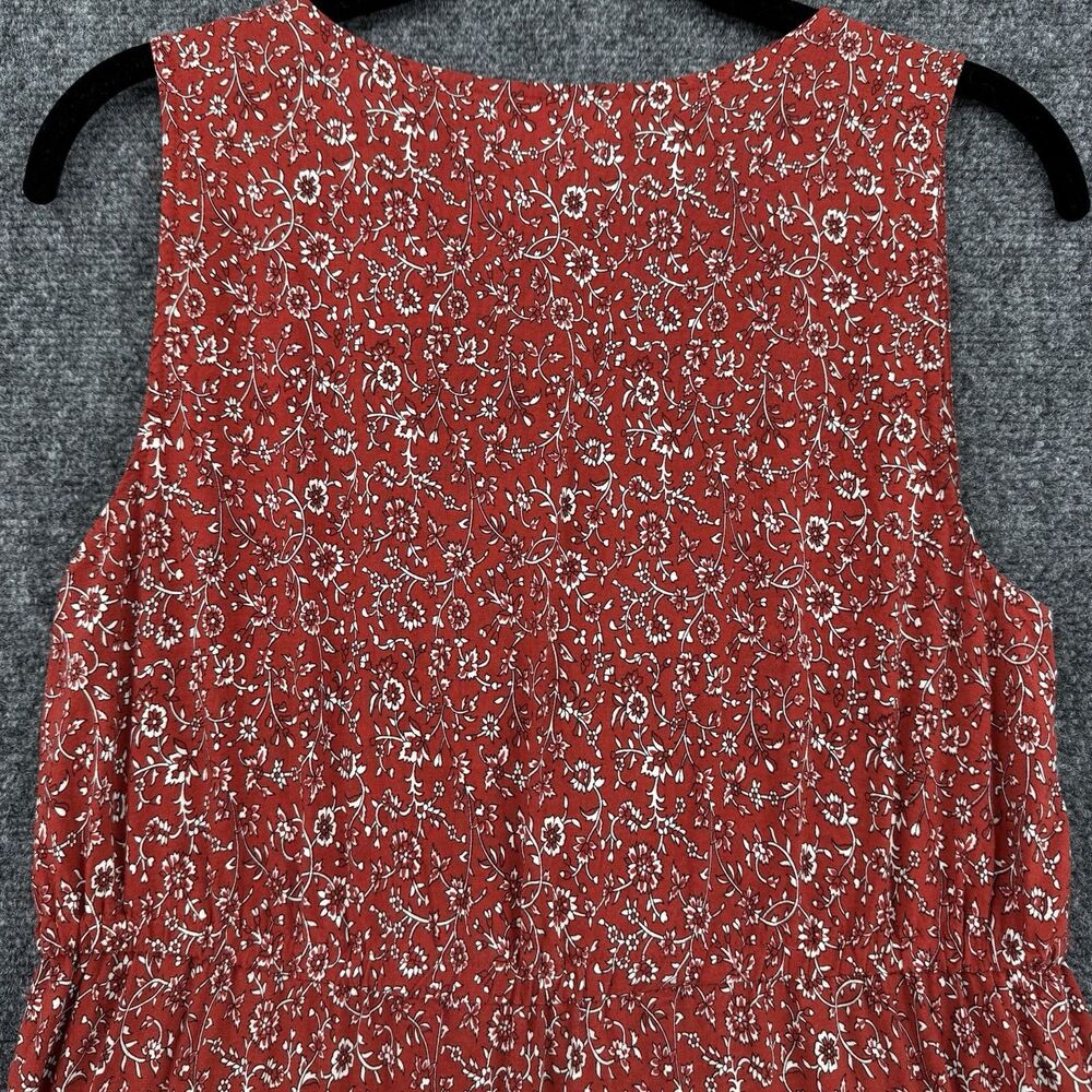 Max Studio Floral Maxi Dress Red Boho Tiered Sleeveless V-Neck Cottagecore Large - Picture 4 of 11